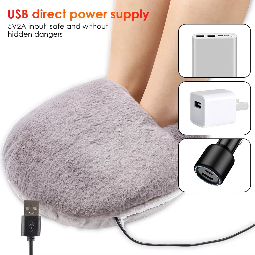 USB Winter Electric Foot Heating Pad under Desk Household Foot Warmer Heater Soft Plush Foot Warming Thermostat Mat Warm Pad